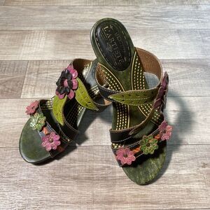 L'Artiste by Spring Step Women's Lona  Leaf & Flower Sandals 8